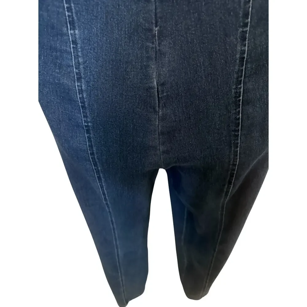 Haute Monde Demin Blue Jean Stretchy Jumpsuit w/Rhinestone Bustline. L - Picture 10 of 10